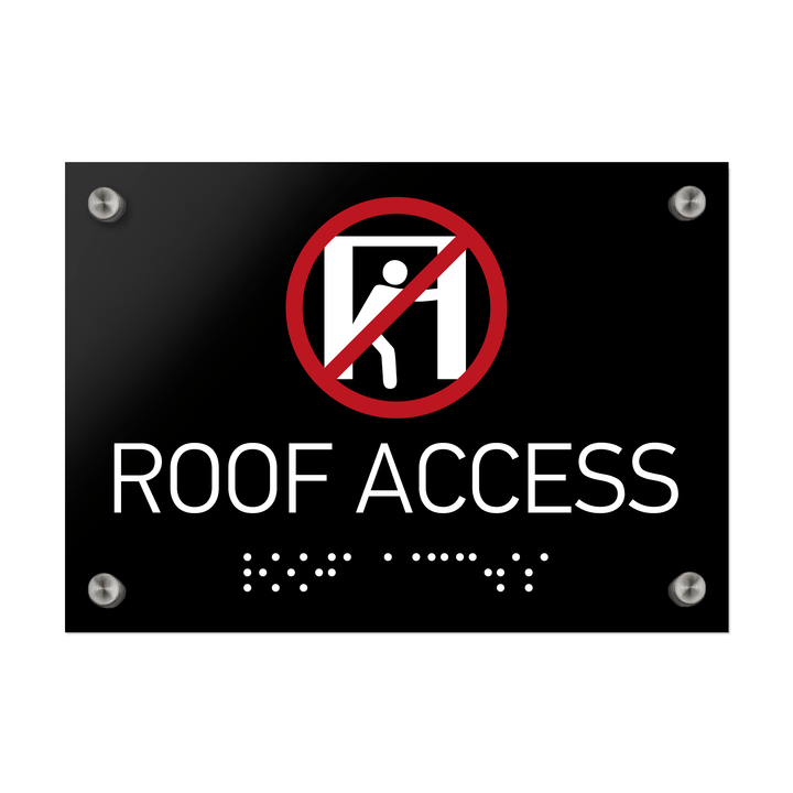 Information signs Roof Access Sign Braille - Black Acrylic