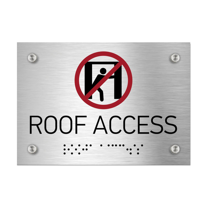 Information signs Roof Access Signs - Stainless steel with Braille
