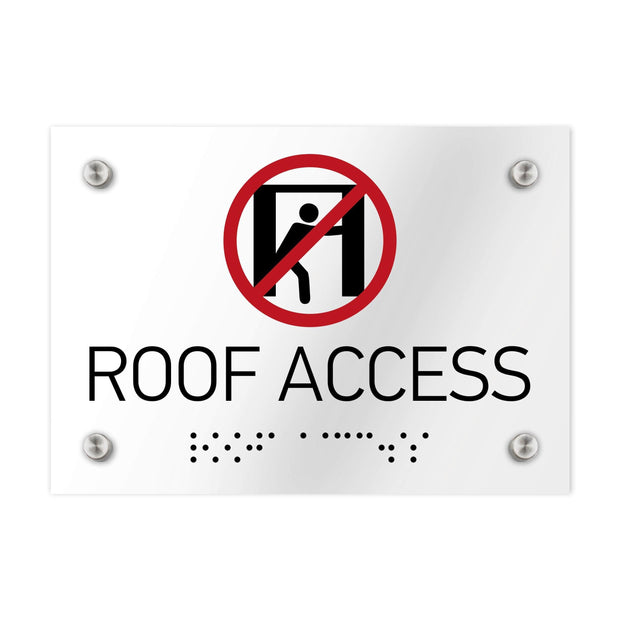 Information signs Roof Access Sign - Clear Acrylic with Braille