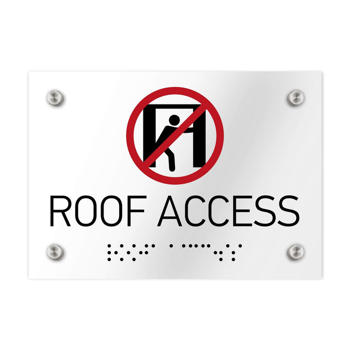 Information signs Roof Access Sign - Clear Acrylic with Braille