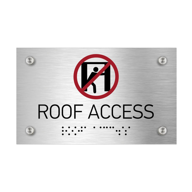 Information signs Roof Access Signs - Stainless steel with Braille
