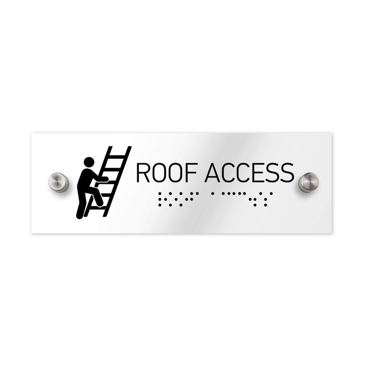 Information signs Roof Access Sign with Braille: Clear Acrylic Sign