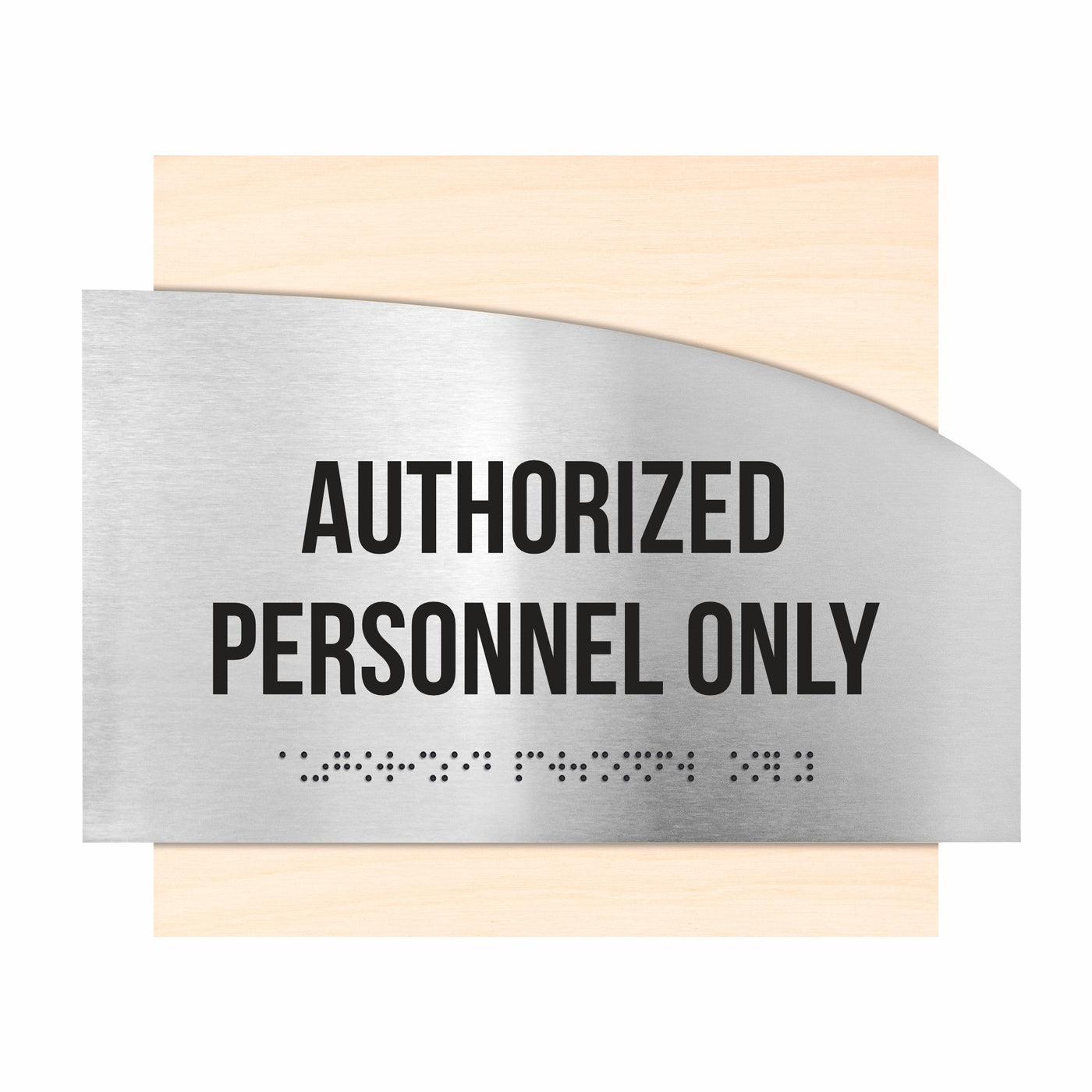 Door Signs - Authorized Personnel Only Signs - Stainless Steel & Wood - "Wave" Design