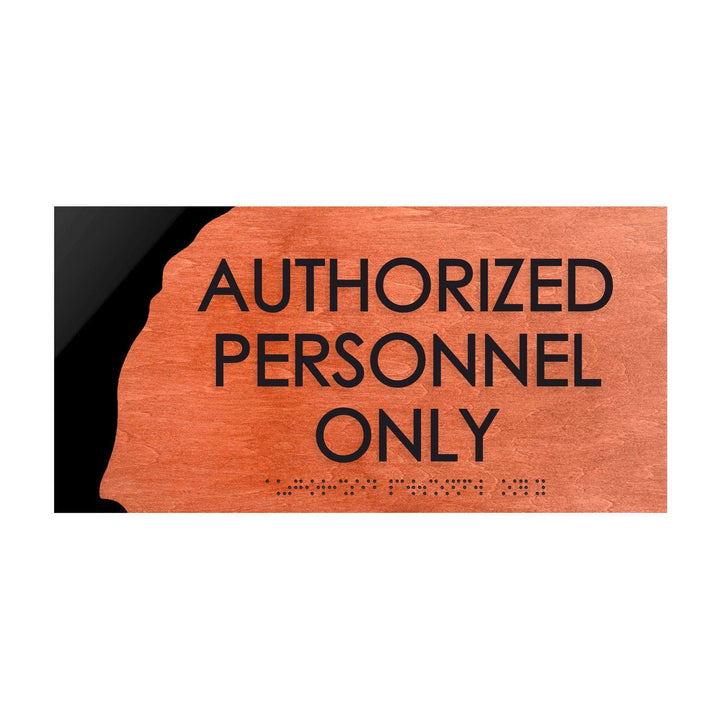 Authorized Personnel Only Sign — Wooden Door Plate — "Sherwood" Design