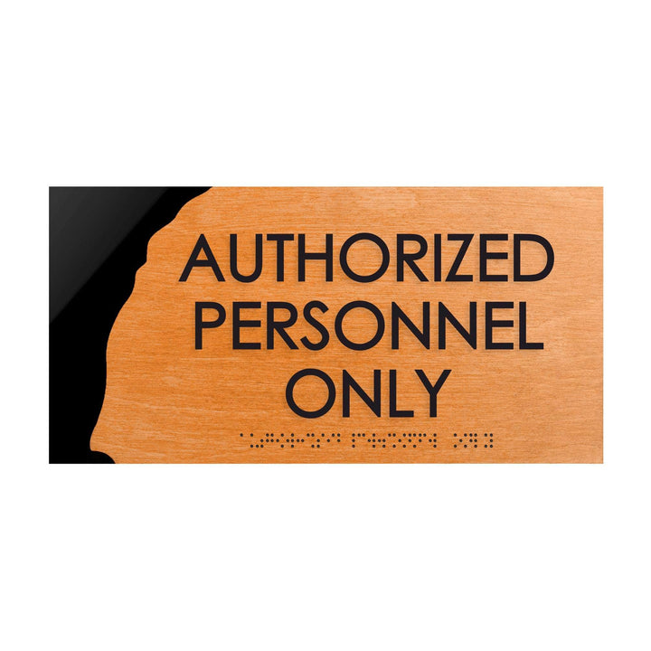 Authorized Personnel Only Sign — Wooden Door Plate — "Sherwood" Design