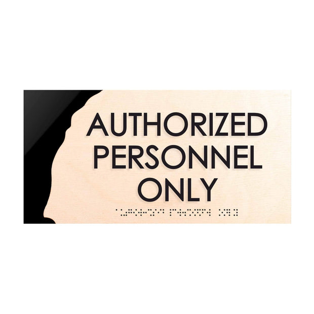 Authorized Personnel Only Sign — Wooden Door Plate — "Sherwood" Design