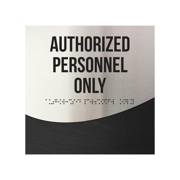 Door Signs Authorized Personnel Only Sign - Stainless steel & Wood - "Jure" Design