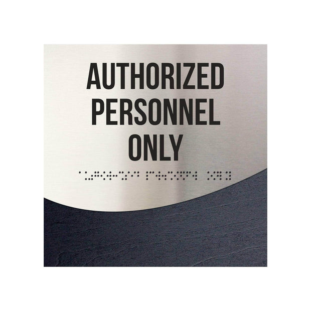 Door Signs Authorized Personnel Only Sign - Stainless steel & Wood - "Jure" Design