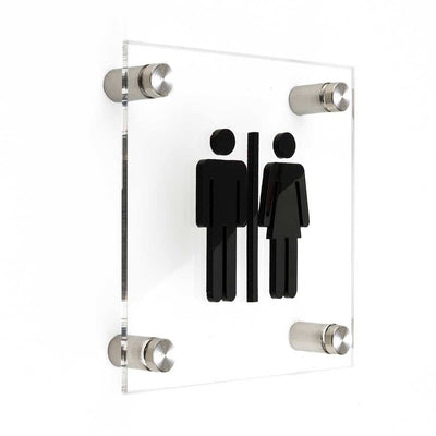 Restroom sign WC Bathroom Signs transparent acrylic and black arylic letters Bsign