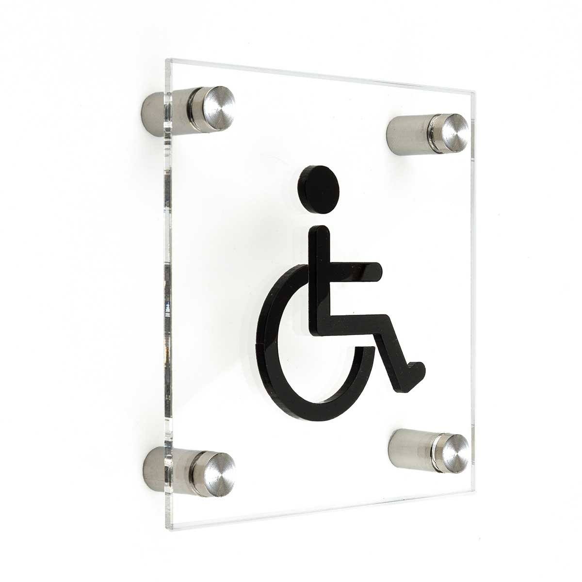 Wheelchairs Sign for Restroom Bathroom Signs transparent acrylic and black arylic letters Bsign