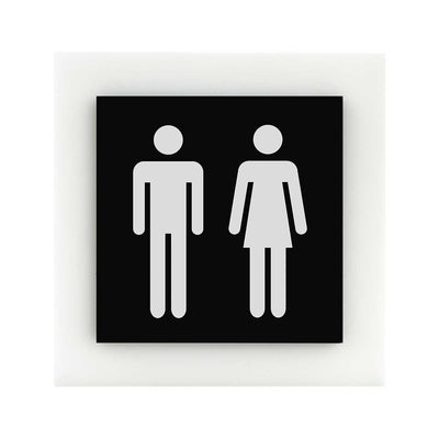 Acrylic Restroom Sign - All Gender Bathroom Signs black/white symbol Bsign