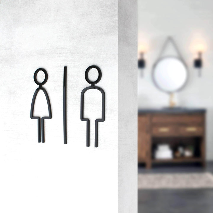 Bathroom Signs Unisex Toilet Sign: Acrylic Sign — "Thin" Design