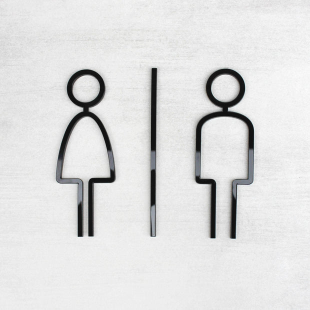 Bathroom Signs Unisex Toilet Sign: Acrylic Sign — "Thin" Design