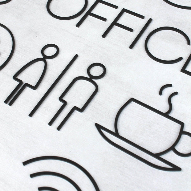 Bathroom Signs Unisex Toilet Sign: Acrylic Sign — "Thin" Design