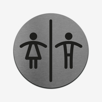 All Gender Signs for Bathroom - Stainless Steel Bathroom Signs circle Bsign