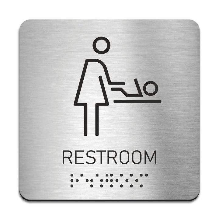 Bathroom Signs Baby Change Door Sign with Braille — Acrylic & Stainless Steel