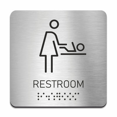 Baby Change Door Sign with Braille — Acrylic & Stainless Steel