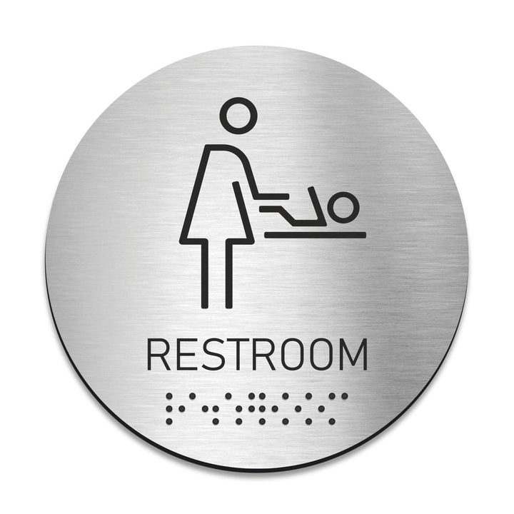 Bathroom Signs Baby Change Door Sign with Braille — Acrylic &amp; Stainless Steel