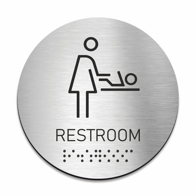 Baby Change Door Sign with Braille — Acrylic & Stainless Steel
