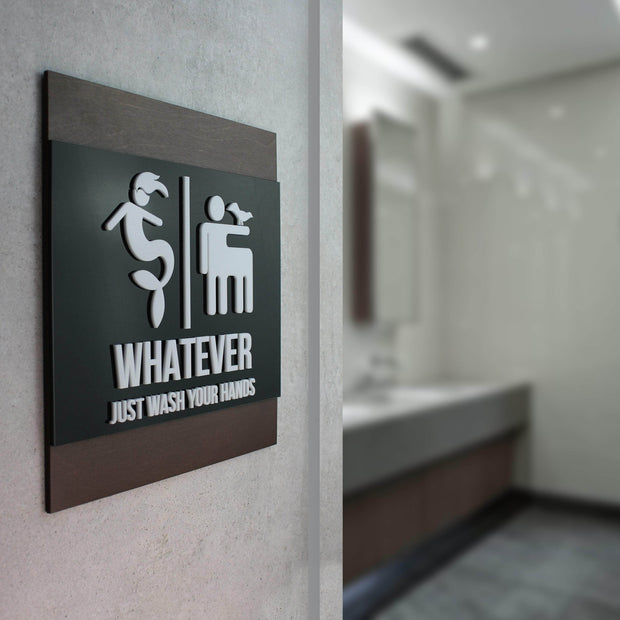 Bathroom Signs Funny All Gender Restroom Sign - "Buro" Design