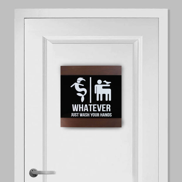 Bathroom Signs Funny All Gender Restroom Sign - "Buro" Design