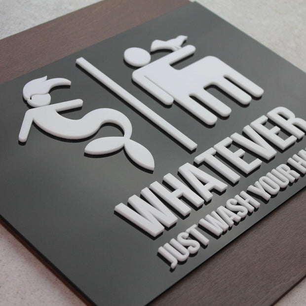 Bathroom Signs Funny All Gender Restroom Sign - "Buro" Design