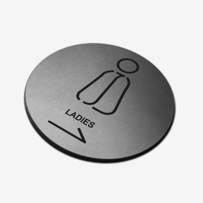 Ladies WC - Stainless Steel Sign Bathroom Signs circle Bsign