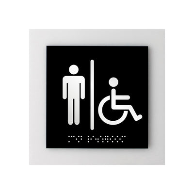 Acrylic Men & Wheelchair Restroom Sign - 