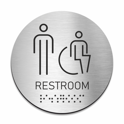 Men & Wheelchair ADA Restroom Sign with Braille