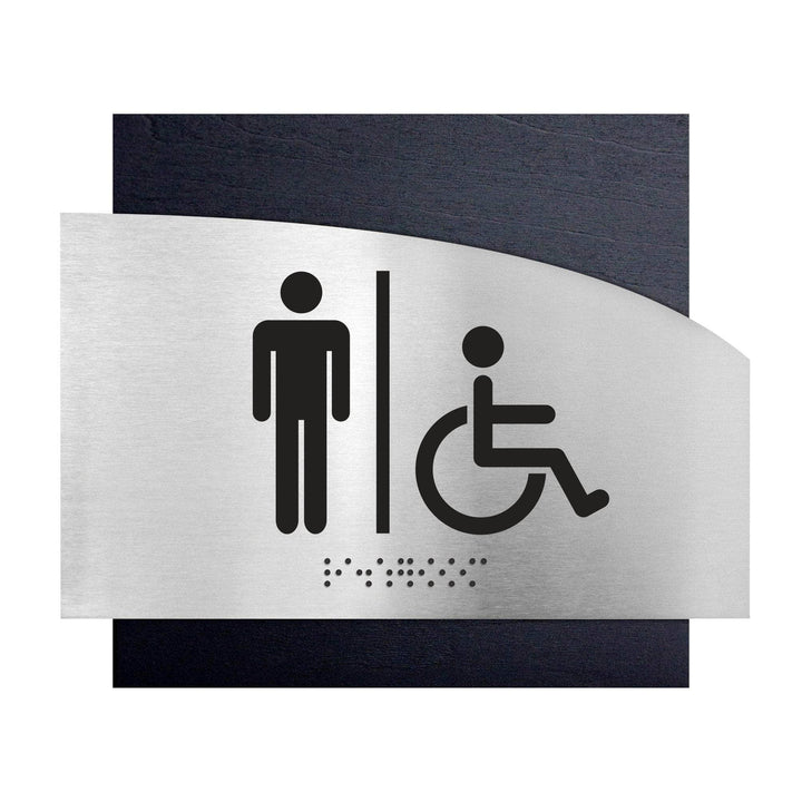 Bathroom Signs Men &amp; Wheelchair Bathroom Sign - "Wave" Design