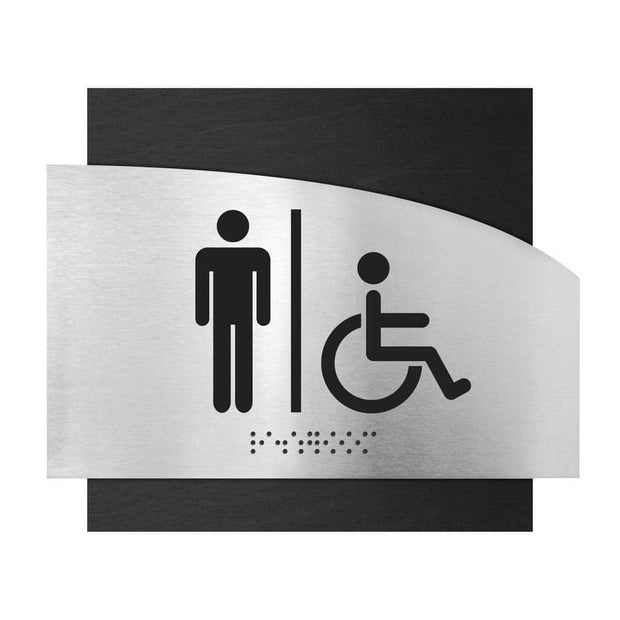 Bathroom Signs Men & Wheelchair Bathroom Sign - "Wave" Design