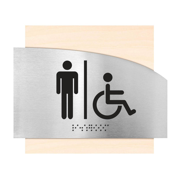 Bathroom Signs Men & Wheelchair Bathroom Sign - "Wave" Design