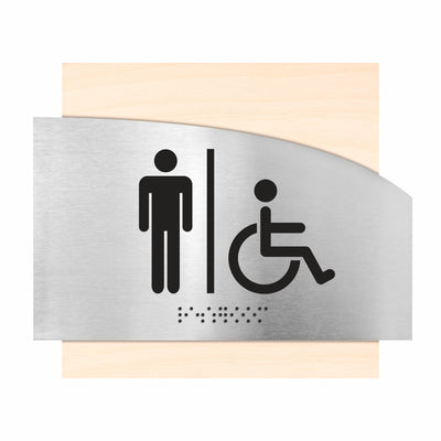 Men & Wheelchair Bathroom Sign "Wave" Design