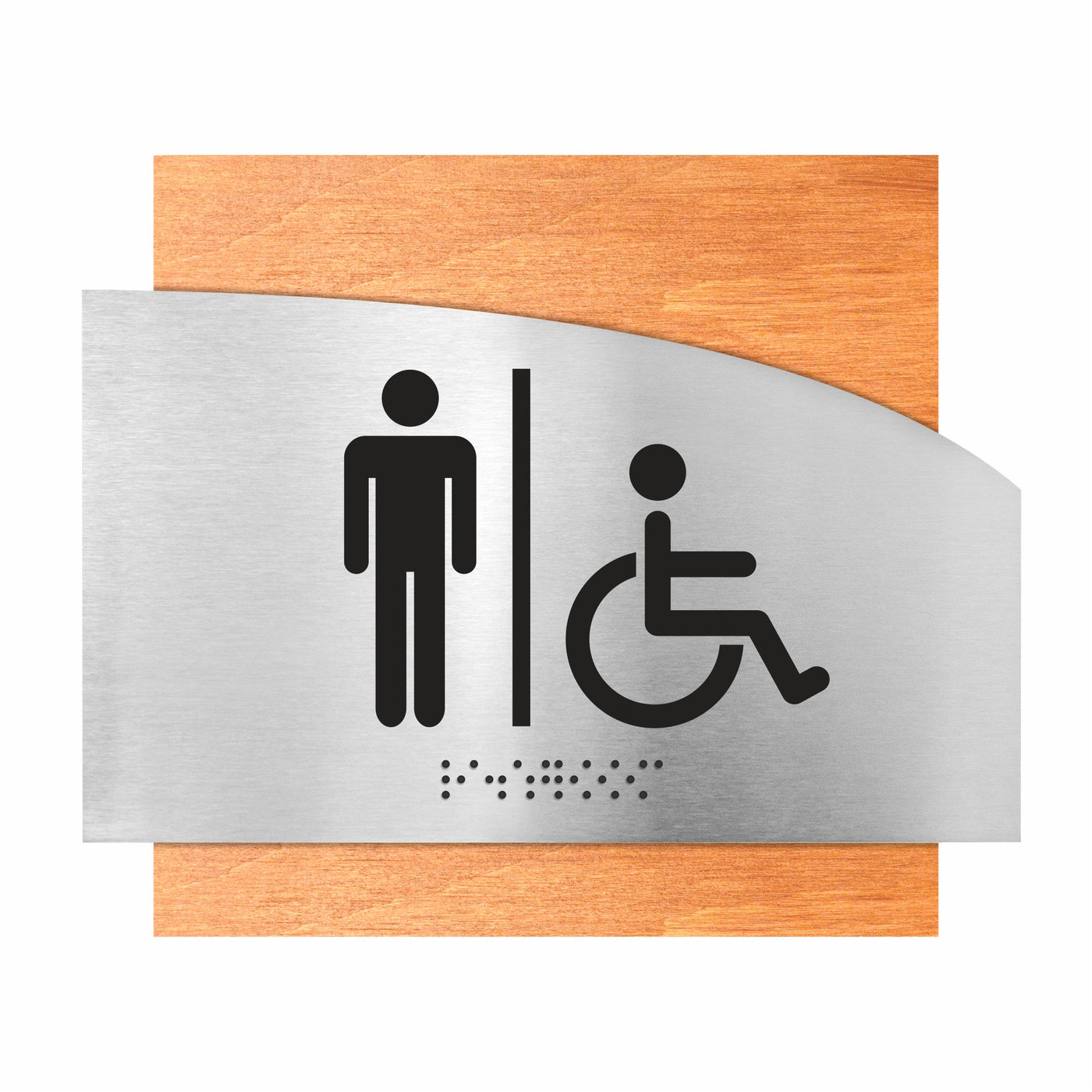 Men & Wheelchair Bathroom Sign "Wave" Design