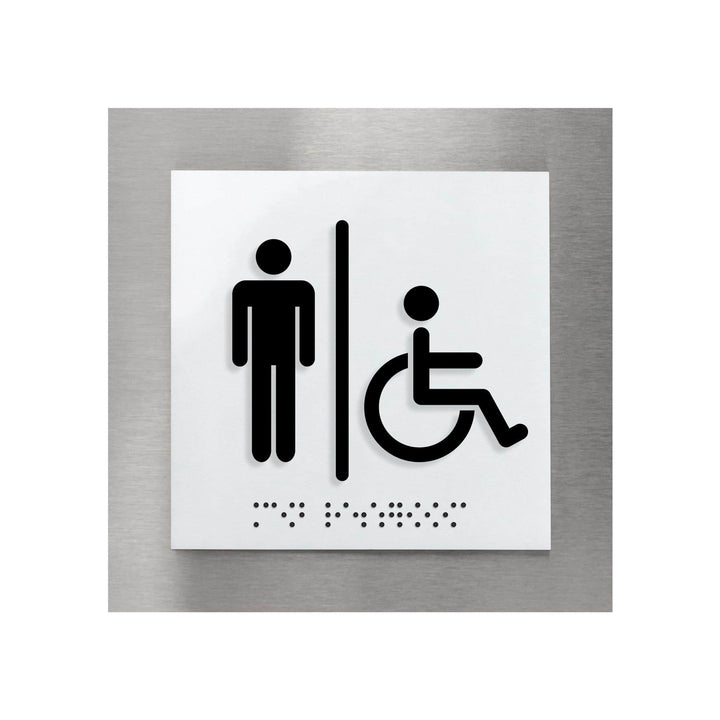 Bathroom Signs Men &amp; Wheelchair Restroom Sign - "Modern" Design