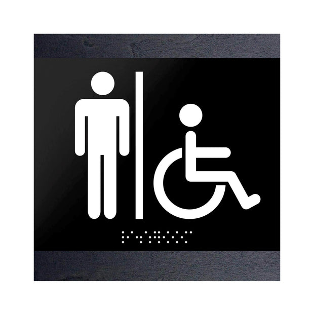 Bathroom Signs Restroom Sign for Men & Wheelchair - "Buro" Design