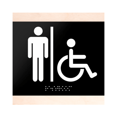 Restroom Sign for Men & Wheelchair "Buro" Design