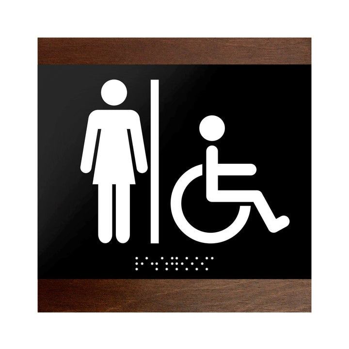 Bathroom Signs Restroom Sign for Women & Wheelchair - "Buro" Design