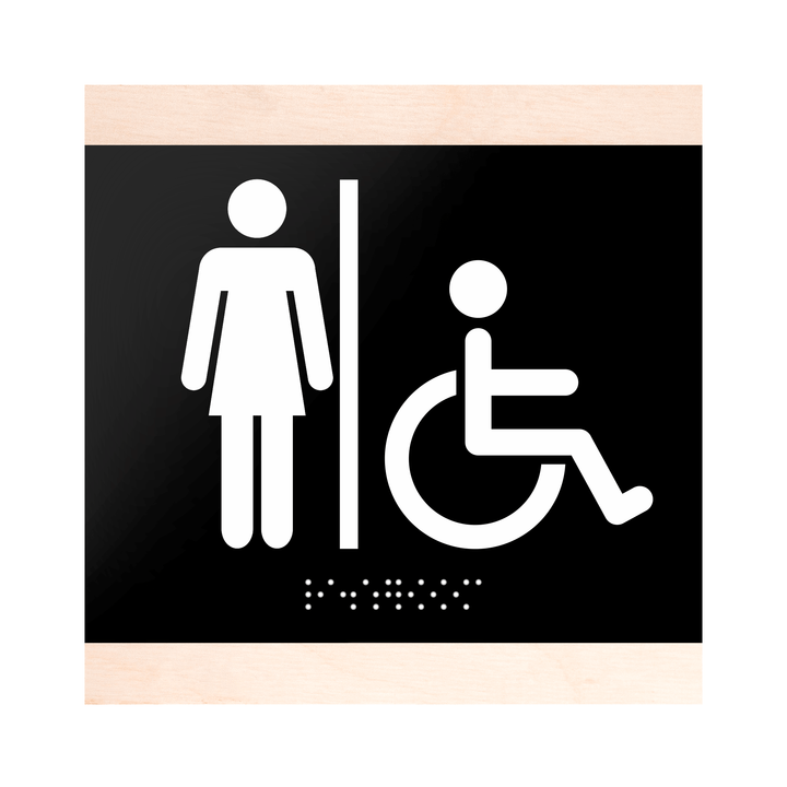 Bathroom Signs Restroom Sign for Women & Wheelchair - "Buro" Design