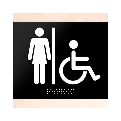 Restroom Sign for Women & Wheelchair "Buro" Design