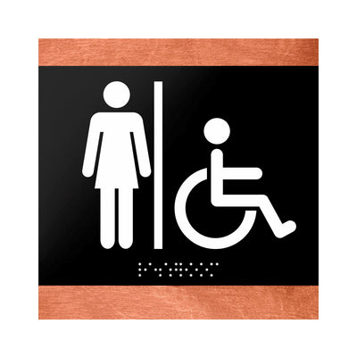 Restroom Sign for Women & Wheelchair - "Buro" Design