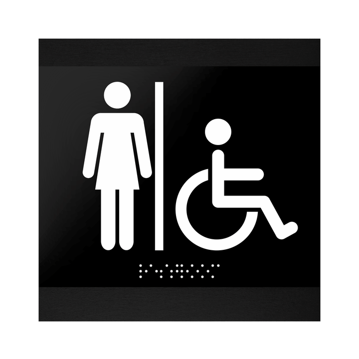 Bathroom Signs Restroom Sign for Women & Wheelchair - "Buro" Design