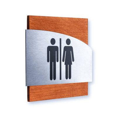 Bathroom Signs Men's & Women's Restroom Sign: Steel Sign — "Wave" Design