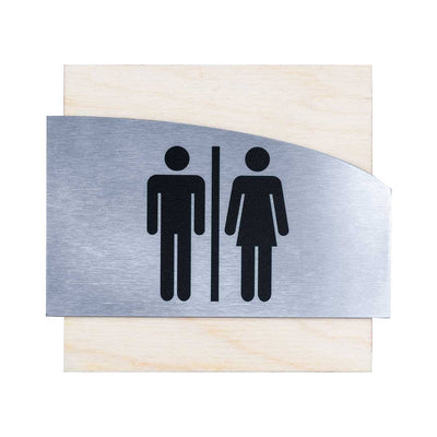 Steel Restrooms Signs Men & Women Bathroom Signs Natural wood Bsign