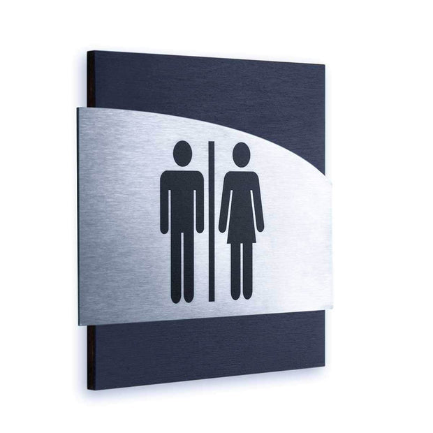 Bathroom Signs Men's & Women's Restroom Sign: Steel Sign — "Wave" Design