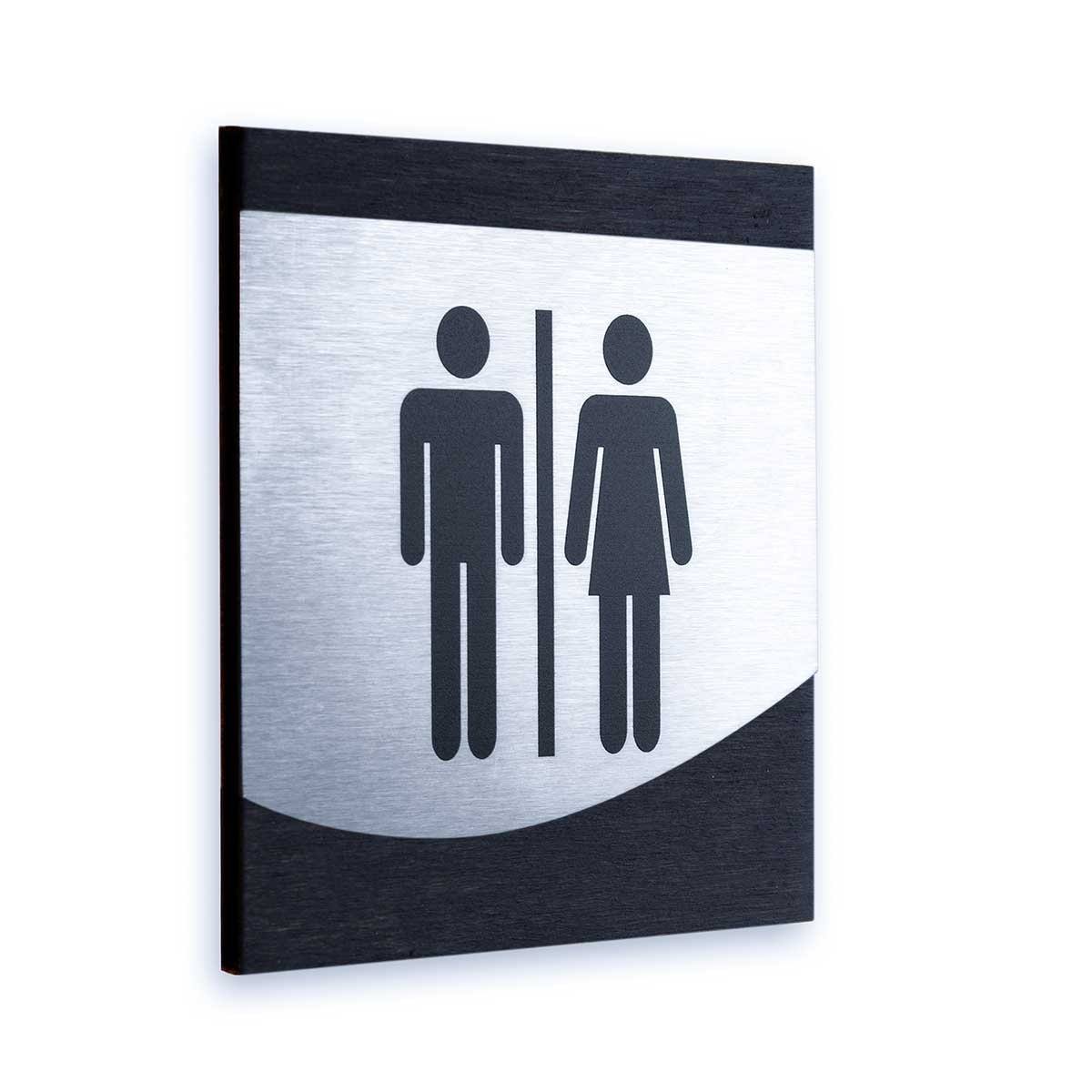 Steel All Gender Sign for Restroom Bathroom Signs Dark Wenge Bsign