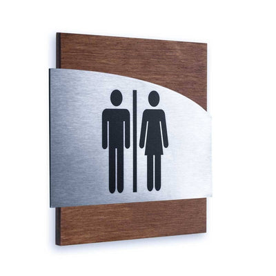 Steel Restrooms Signs Men & Women Bathroom Signs Indian Rosewood Bsign