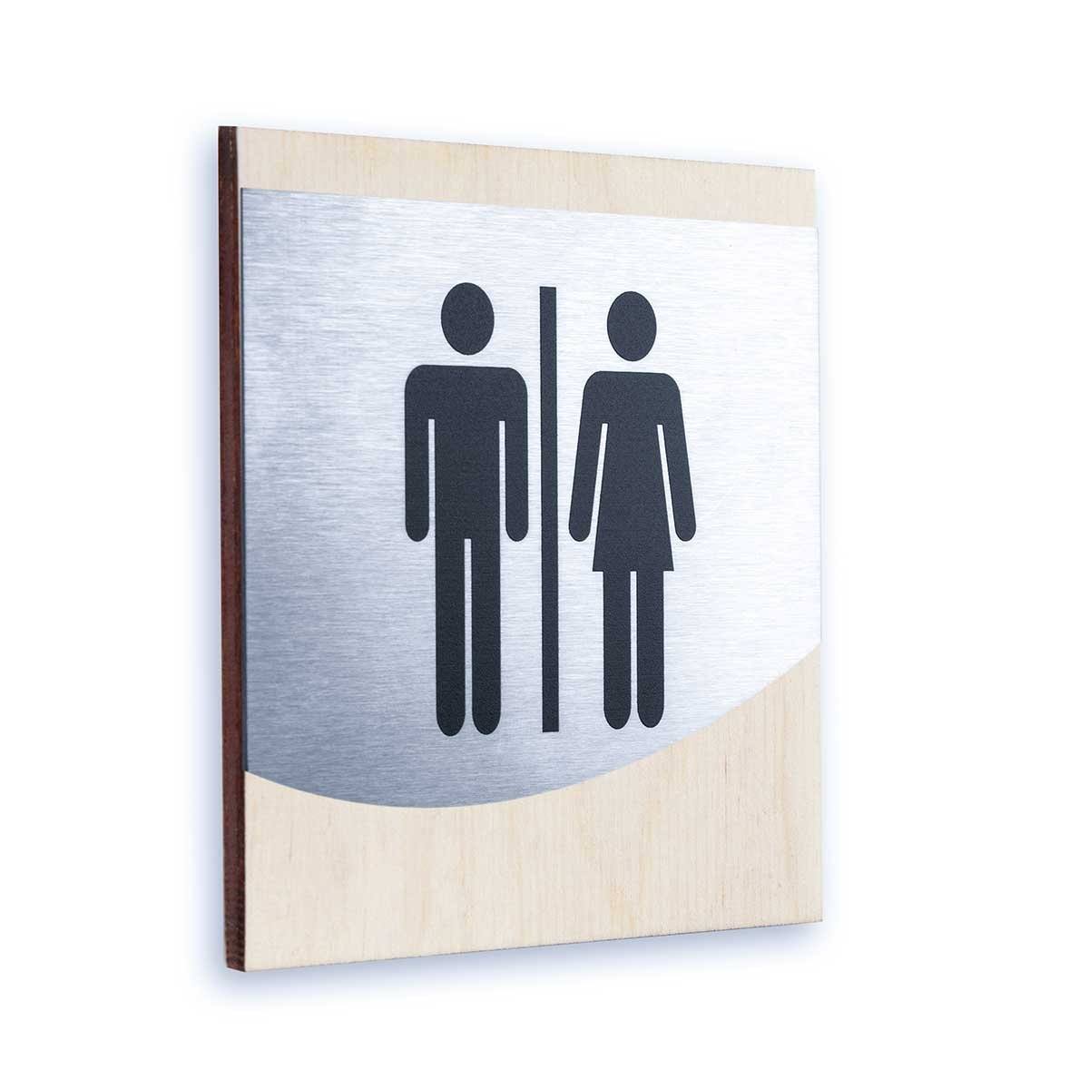 Steel All Gender Sign for Restroom Bathroom Signs Natural wood Bsign