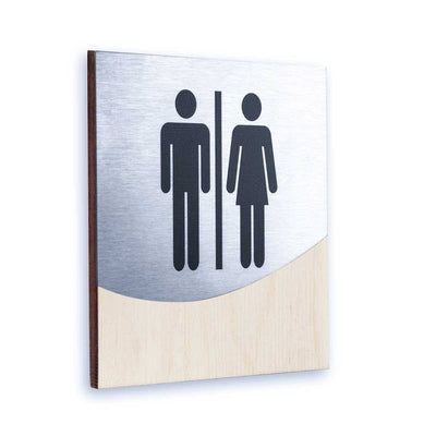 Steel All Gender Bathrooms Signs Bathroom Signs Natural wood Bsign