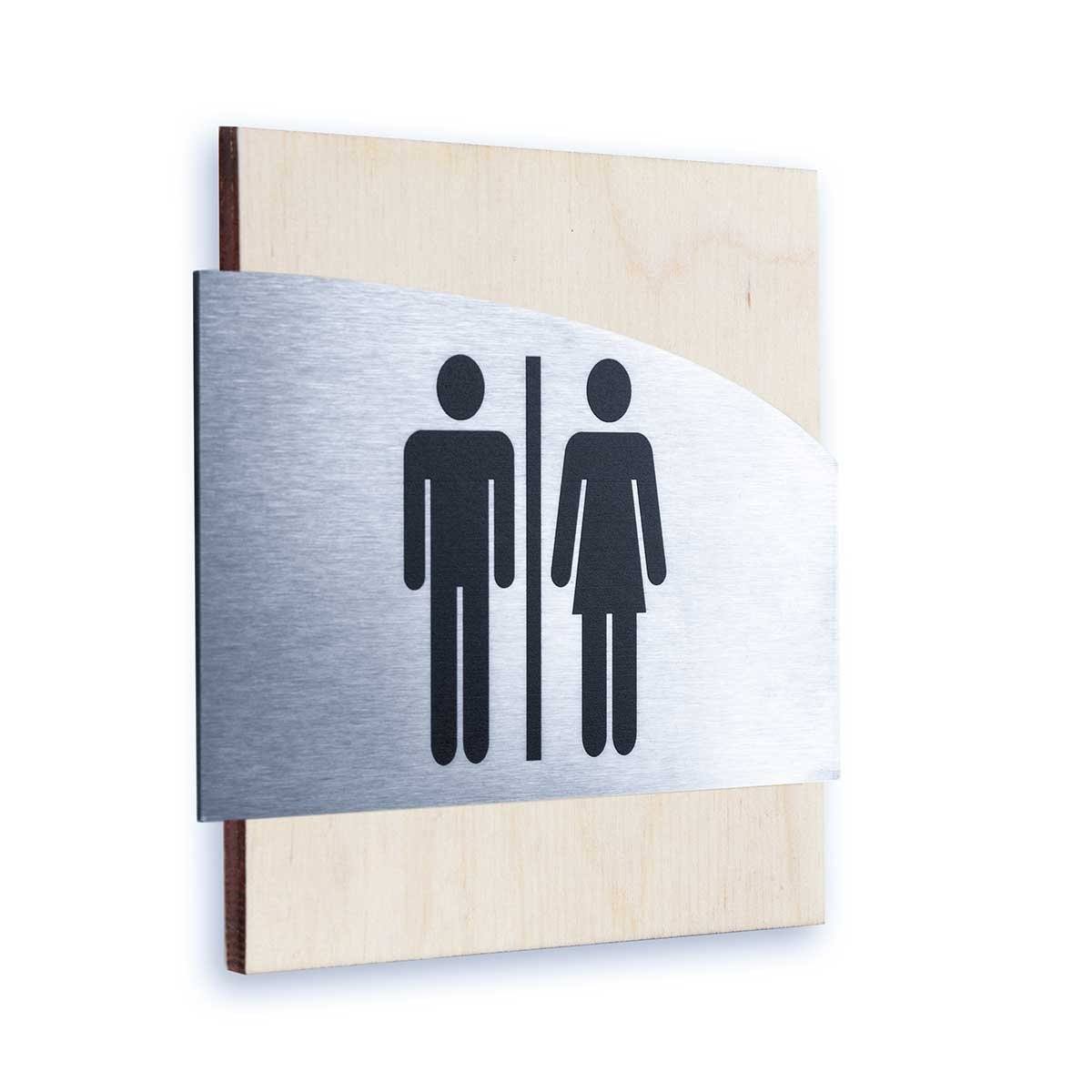 Bathroom Signs Men's & Women's Restroom Sign: Steel Sign — "Wave" Design